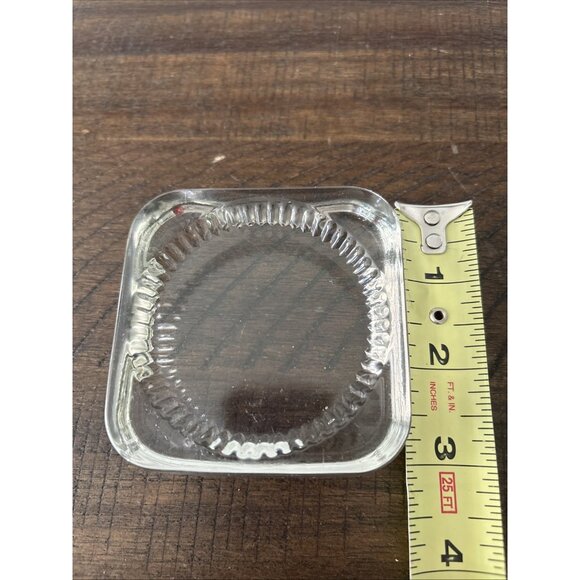 Square Shaped Glass Paperweight Round Ridged Opening 3”x3” - Picture 3 of 4